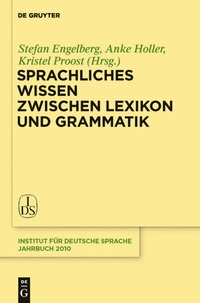 Abbildung von: Sprachliches Wissen zwischen Lexikon und Grammatik - De Gruyter