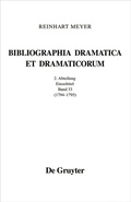 Cover: Reinhart Meyer: Bibliographia Dramatica et Dramaticorum. Einzelb&auml;nde 1700-1800 / 1794 - 1795 - De Gruyter