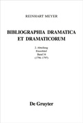 Cover: Reinhart Meyer: Bibliographia Dramatica et Dramaticorum. Einzelb&auml;nde 1700-1800 / 1796 - 1797 - De Gruyter