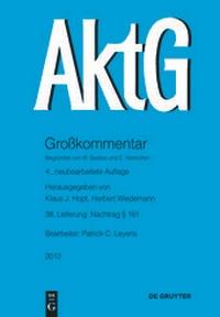 Abbildung von: Aktiengesetz / Nachtrag § 161 - De Gruyter