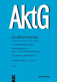Abbildung von: Nachtrag § 161 - De Gruyter