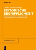 Cover: Editorische Begrifflichkeit - De Gruyter