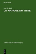 Cover: La marque du titre - De Gruyter Mouton