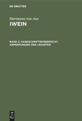 Cover: Handschriften&uuml;bersicht. Anmerkungen und Lesarten - De Gruyter