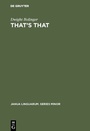 Cover: That's That - De Gruyter Mouton