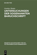 Cover: Untersuchungen der sogenannten Baruchschrift - De Gruyter