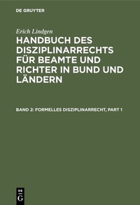 Abbildung von: Formelles Disziplinarrecht - De Gruyter