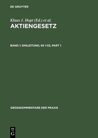 Abbildung von: Aktiengesetz / Einleitung; §§ 1-53 - De Gruyter