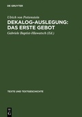 Cover: Dekalog-Auslegung: Das erste Gebot - De Gruyter