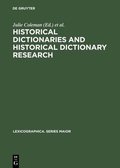 Cover: Historical Dictionaries and Historical Dictionary Research - De Gruyter