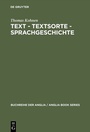 Cover: Text - Textsorte - Sprachgeschichte - De Gruyter