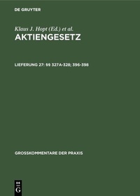 Abbildung von: Aktiengesetz / §§ 327a-328; 396-398 - De Gruyter