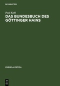 Cover: Das Bundesbuch des G&ouml;ttinger Hains - De Gruyter