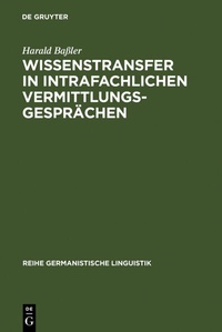 Abbildung von: Wissenstransfer in intrafachlichen Vermittlungsgesprächen - De Gruyter