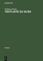 Cover: Textliste zu III/50 - De Gruyter