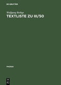 Cover: Textliste zu III/50 - De Gruyter