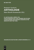 Cover: Anthologie. Herrn von Hoffmannswaldau und andrer Deutschen auserlesener und bi&szlig;her ungedruckter Gedichte dritter Theil - De Gruyter