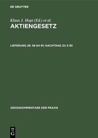Abbildung von: §§ 84-91; Nachtrag zu § 93 - De Gruyter
