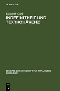 Enlarge image Cover: Indefinitheit und Textkohärenz - De Gruyter