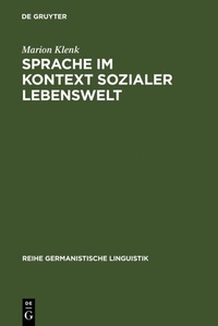 Abbildung von: Sprache im Kontext sozialer Lebenswelt - De Gruyter