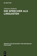 Cover: Die Sprecher als Linguisten - De Gruyter