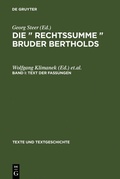 Cover: Text der Fassungen - De Gruyter