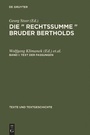 Cover: Die " Rechtssumme " Bruder Bertholds / Text der Fassungen - De Gruyter