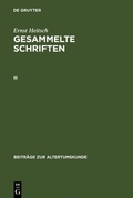 Cover: Gesammelte Schriften. III - De Gruyter