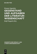 Cover: Gegenstand und Aufgaben der Literaturwissenschaft - De Gruyter