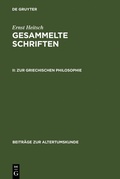 Cover: Zur griechischen Philosophie - De Gruyter