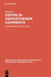 Enlarge image Cover: Didymi in Demosthenem commenta - De Gruyter