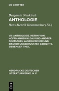 Cover: Anthologie. Herrn von Hoffmannswaldau und andrer Deutschen auserlesener und bi&szlig;her ungedruckter Gedichte. Siebender Theil - De Gruyter