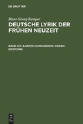 Cover: Barock-Humanismus: Krisen-Dichtung - De Gruyter