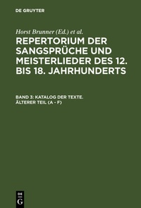 Abbildung von: Katalog der Texte. Älterer Teil (A - F) - De Gruyter
