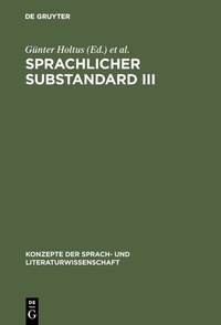 Abbildung von: Sprachlicher Substandard III - De Gruyter