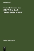 Cover: Edition als Wissenschaft - De Gruyter