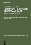 Cover: Geschichte eines Teutschen der neusten Zeit - De Gruyter