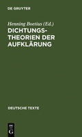 Cover: Dichtungstheorien der Aufkl&auml;rung - De Gruyter