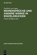 Cover: Reimenspr&uuml;che und andere Werke in Einzeldrucken - De Gruyter