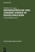Cover: Reimenspr&uuml;che und andere Werke in Einzeldrucken - De Gruyter