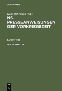 Enlarge image Cover: 1939. Register - De Gruyter Saur