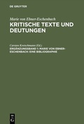 Cover: Marie von Ebner-Eschenbach: Eine Bibliographie - De Gruyter