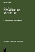 Cover: Zum fr&uuml;hgriechischen Epos - De Gruyter