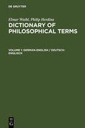 Cover: Elmar Waibl; Philip Herdina: Dictionary of Philosophical Terms / German-English / Deutsch-Englisch - De Gruyter Saur