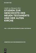 Cover: Zur neutestamentlichen Textkritik - De Gruyter
