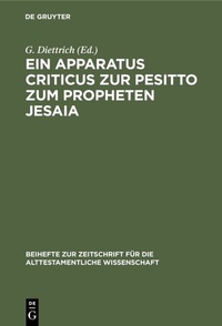 Abbildung von: Ein Apparatus criticus zur Pesitto zum Propheten Jesaia - De Gruyter