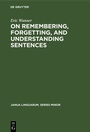 Cover: On remembering, forgetting, and understanding sentences - De Gruyter Mouton