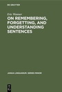 Cover: On remembering, forgetting, and understanding sentences - De Gruyter Mouton