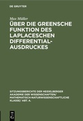 Cover: &Uuml;ber die Greensche Funktion des Laplaceschen Differentialausdruckes - De Gruyter