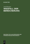 Cover: Wegfall der Bereicherung - De Gruyter